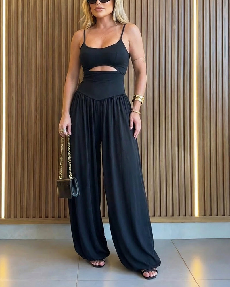 Women's Cut-out Waist Cami Backless Jumpsuit