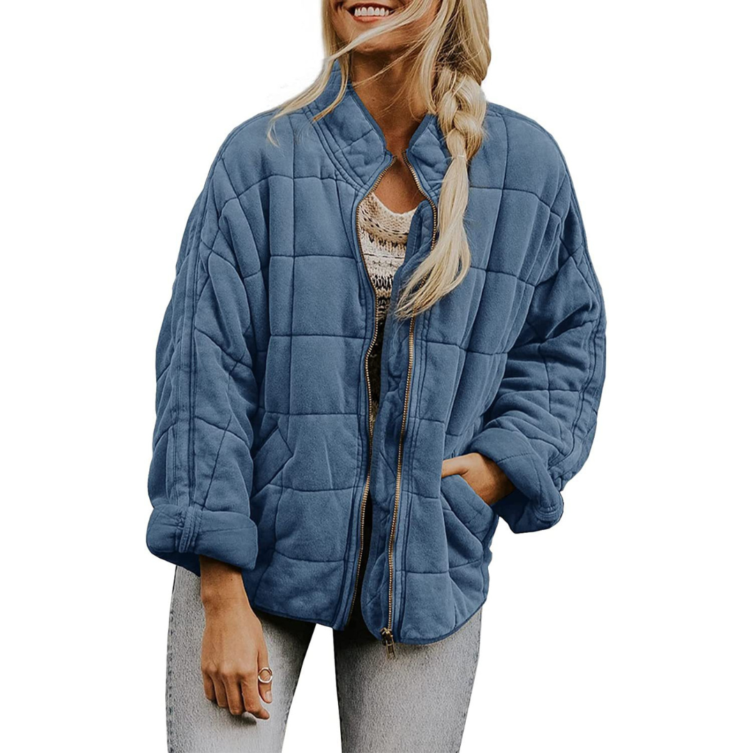 Autumn Zip-up Stand Collar Coat With Pockets