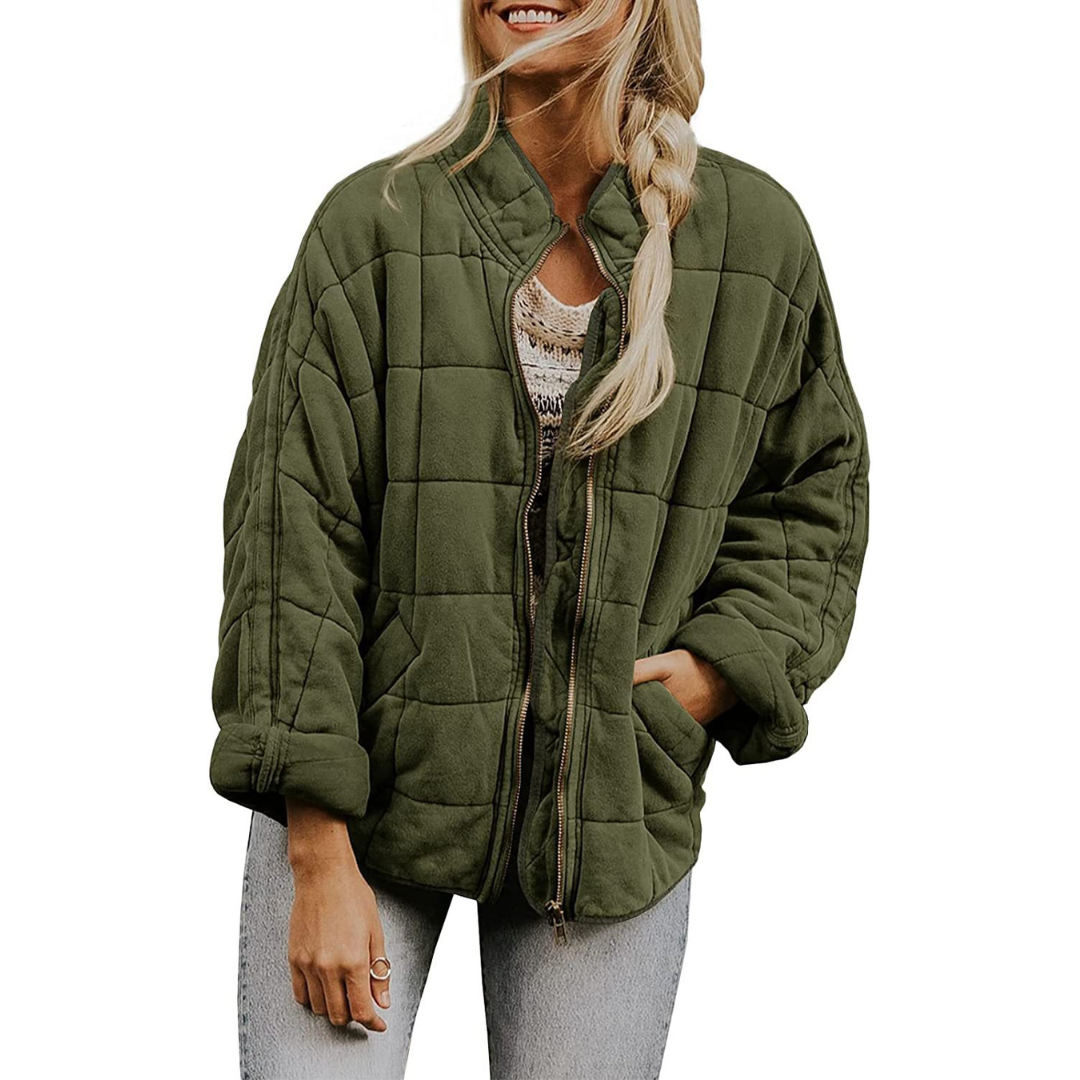 Autumn Zip-up Stand Collar Coat With Pockets