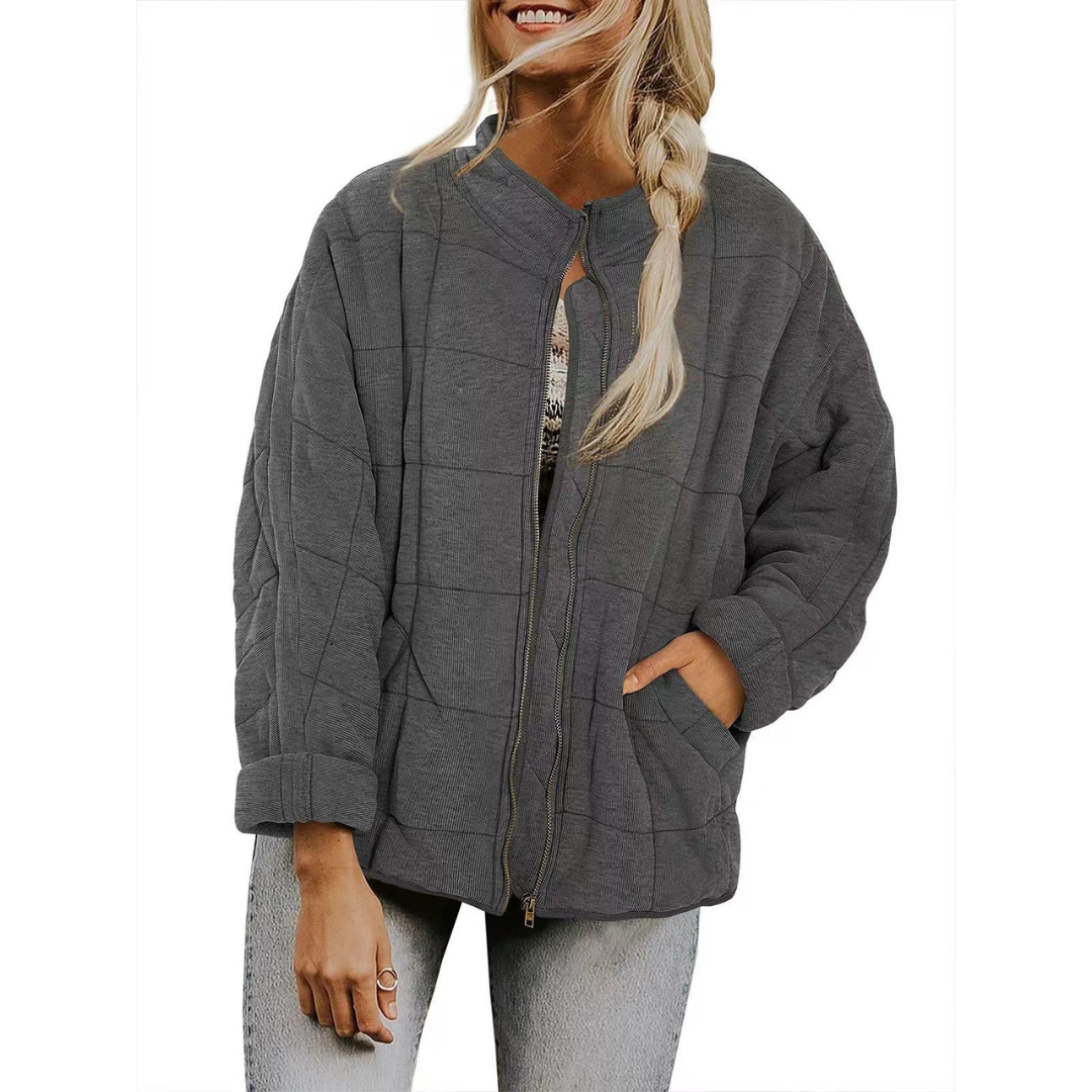 Autumn Zip-up Stand Collar Coat With Pockets