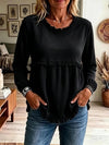 Noelle Soft Ribbed Lace-Sleeve Top