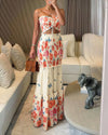 Cutout Shirred Ruffle Vacation Dress