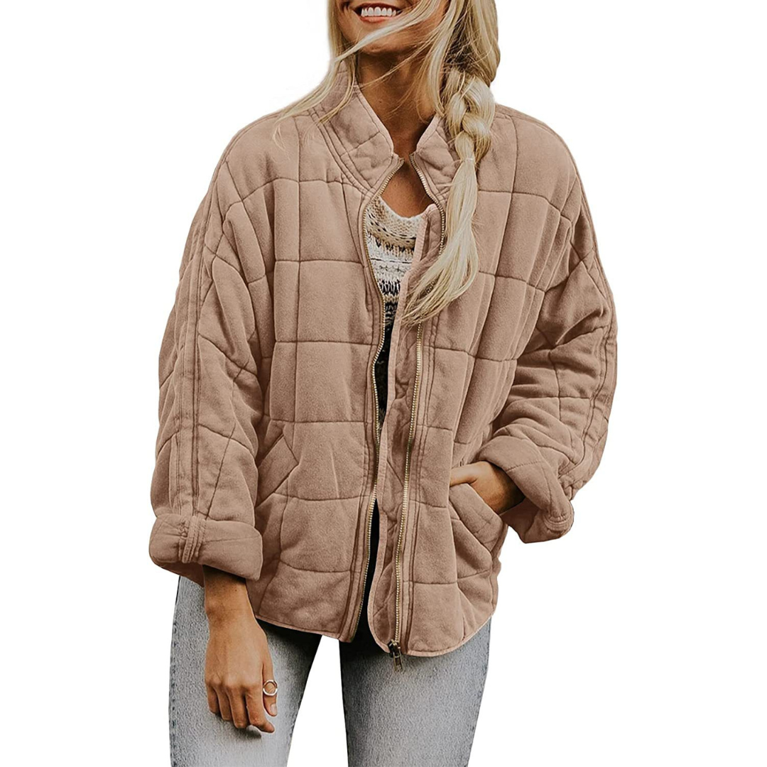 Autumn Zip-up Stand Collar Coat With Pockets