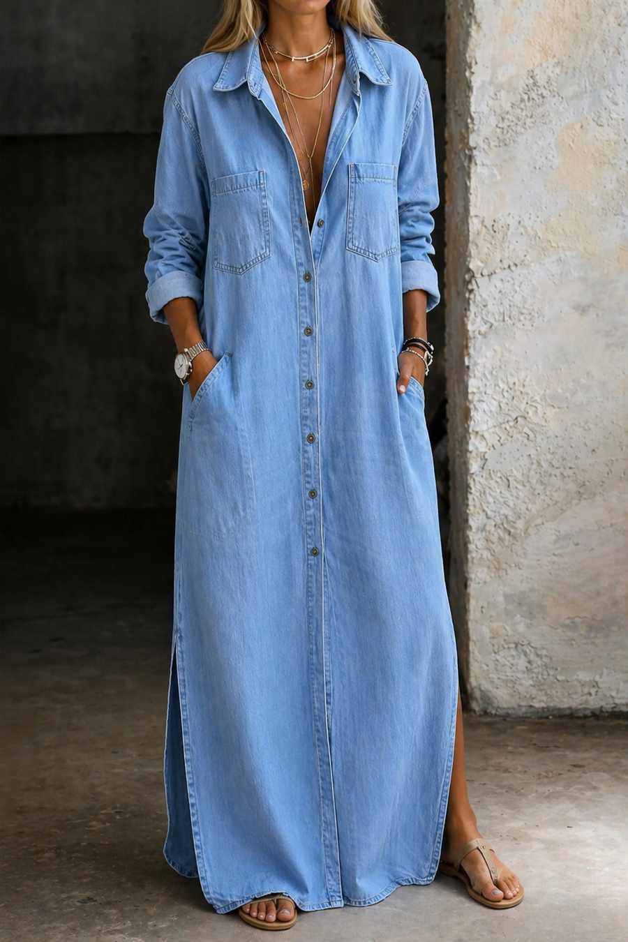 Andrea | Long Button Down Dress