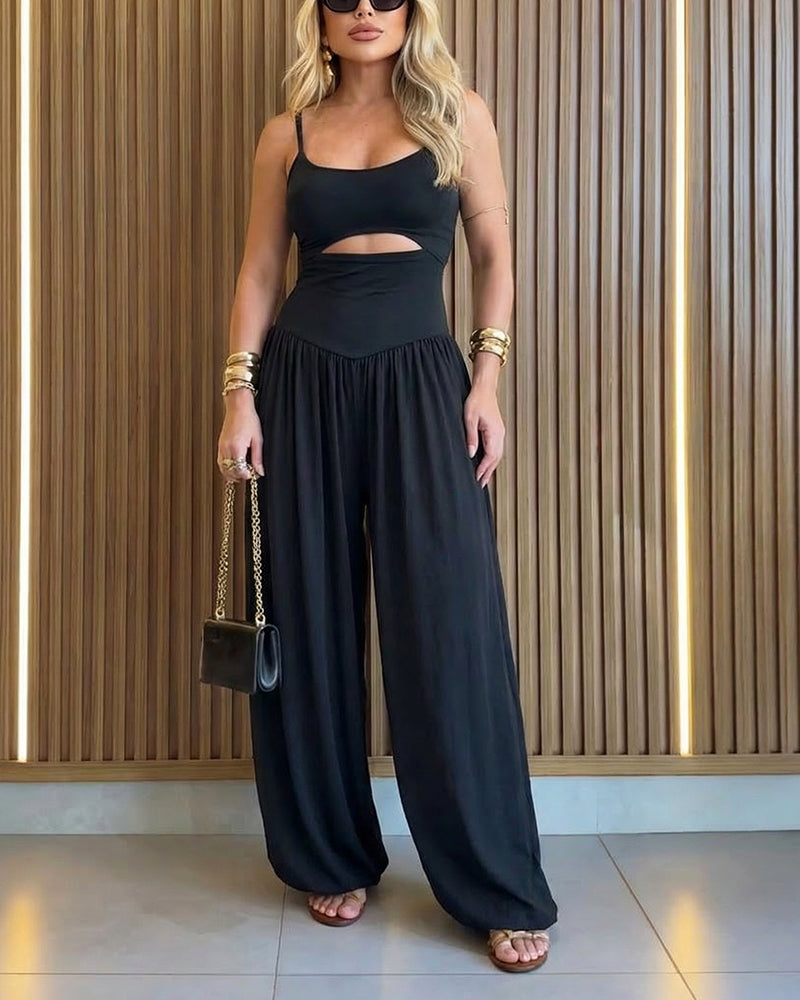 Women's Cut-out Waist Cami Backless Jumpsuit