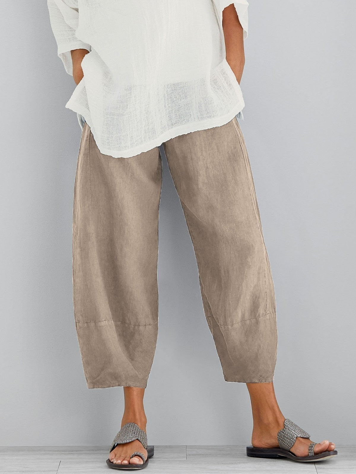 Comfy Loose Cotton Cropped Pants