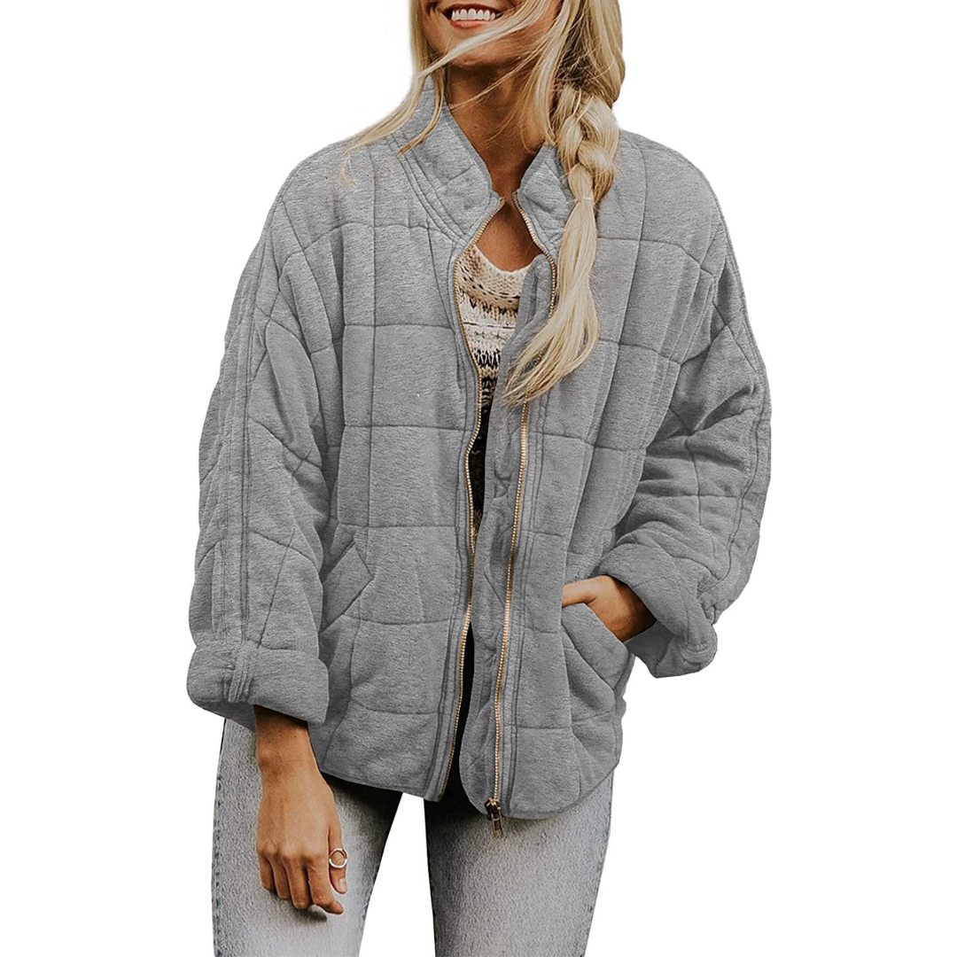 Autumn Zip-up Stand Collar Coat With Pockets