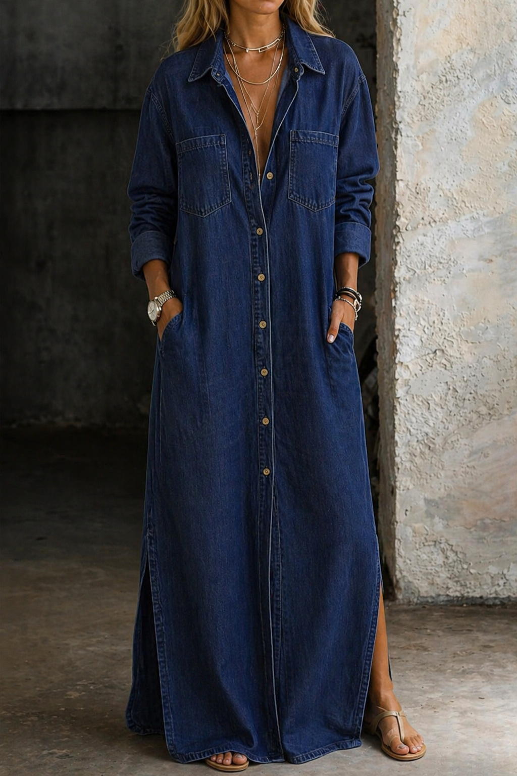 Andrea | Long Button Down Dress