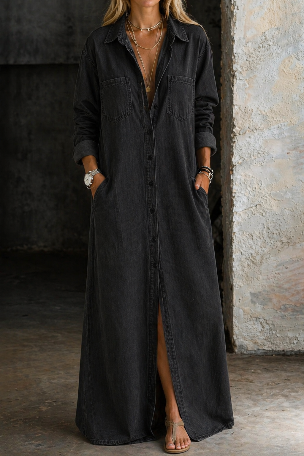 Andrea | Long Button Down Dress
