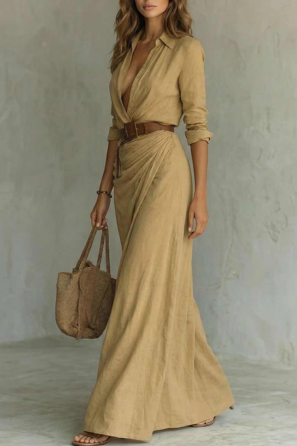 Azura – Button-down wrap dress – Belted maxi dress