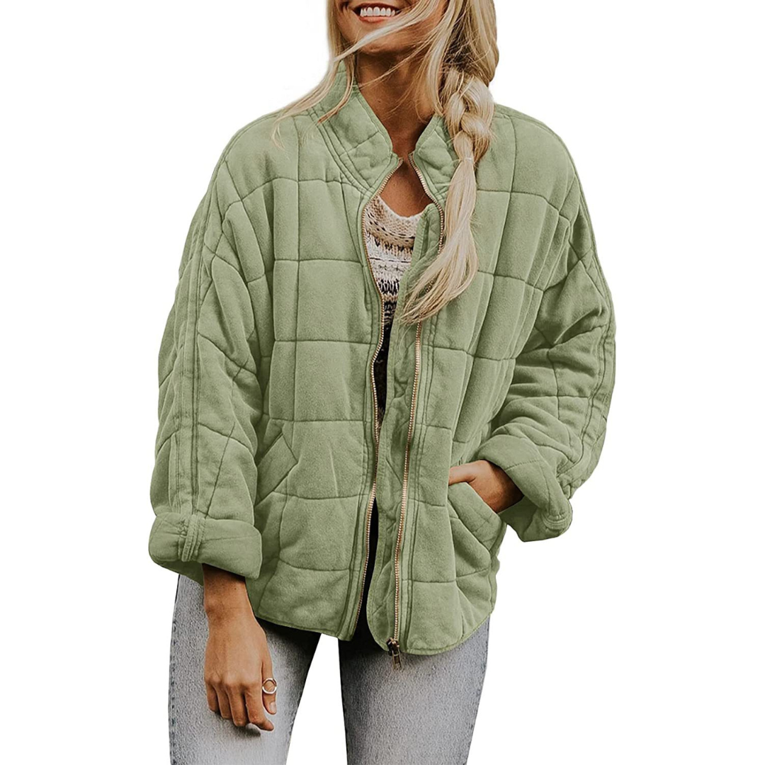 Autumn Zip-up Stand Collar Coat With Pockets