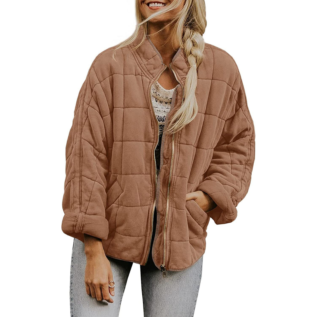 Autumn Zip-up Stand Collar Coat With Pockets