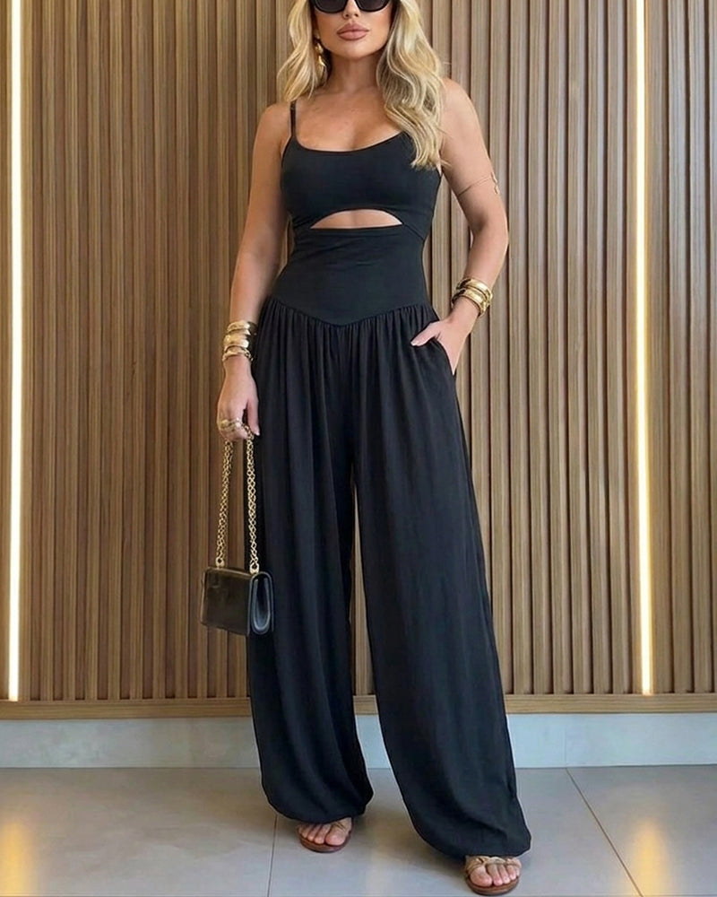 Women's Cut-out Waist Cami Backless Jumpsuit