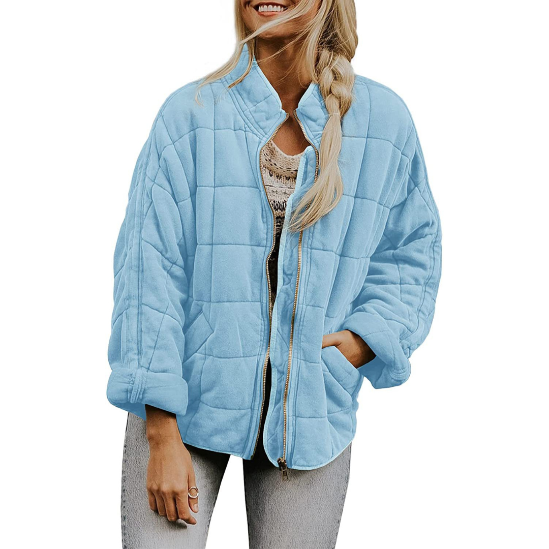 Autumn Zip-up Stand Collar Coat With Pockets