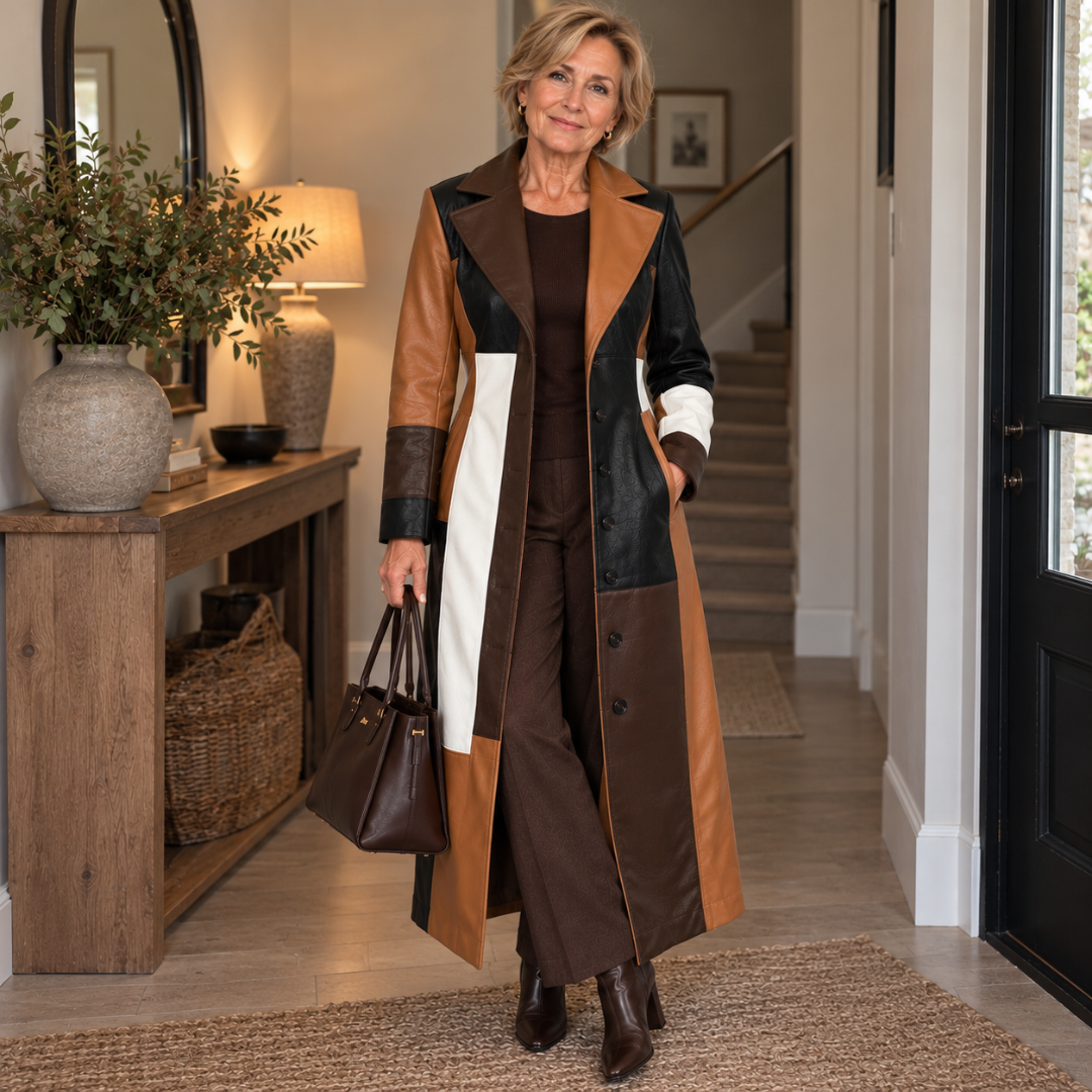 Seraphine | Mosaic Leather Coat