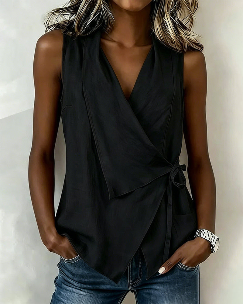 Brenda | Wide Strap Cross Top with Bow