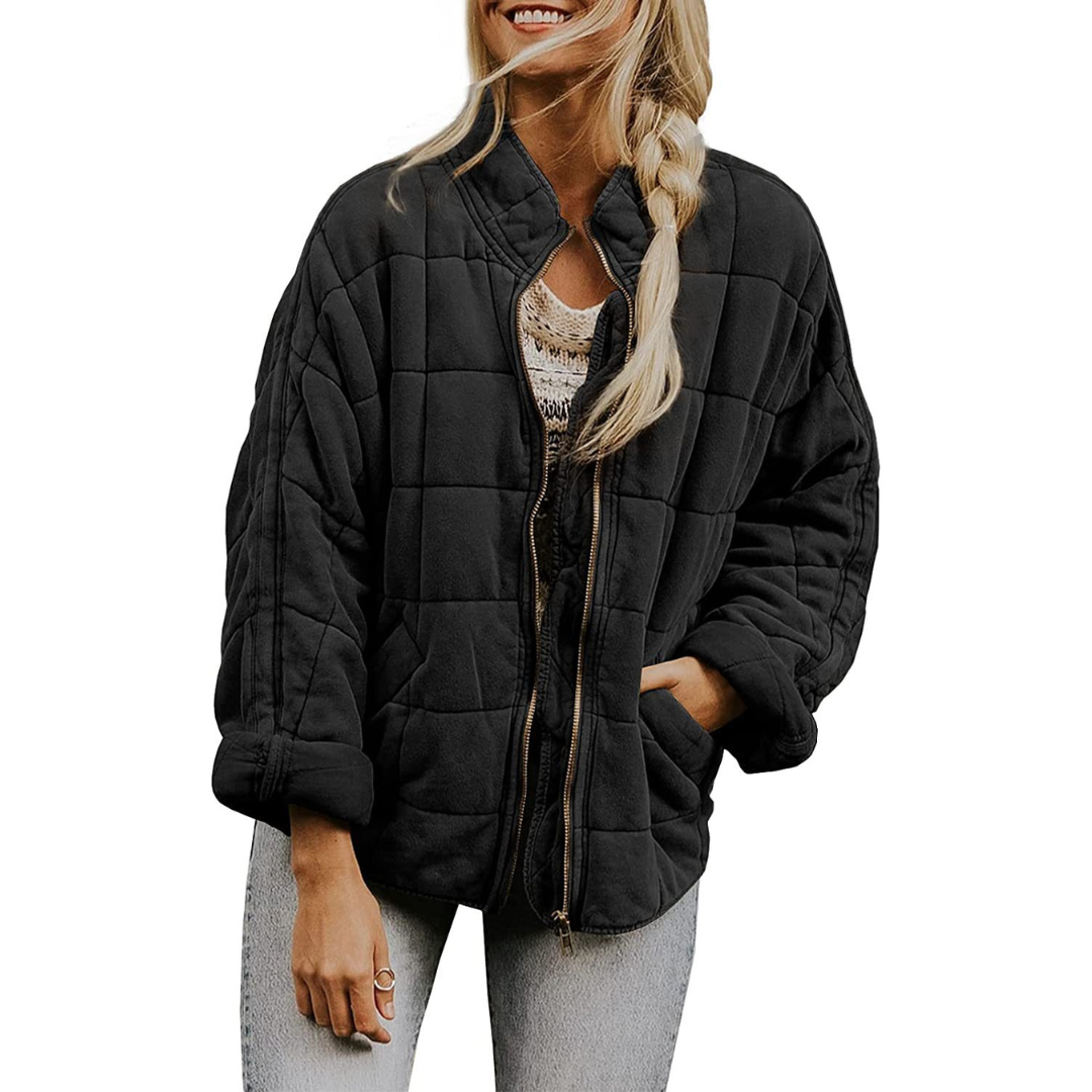 Autumn Zip-up Stand Collar Coat With Pockets