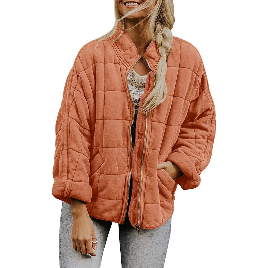 Autumn Zip-up Stand Collar Coat With Pockets