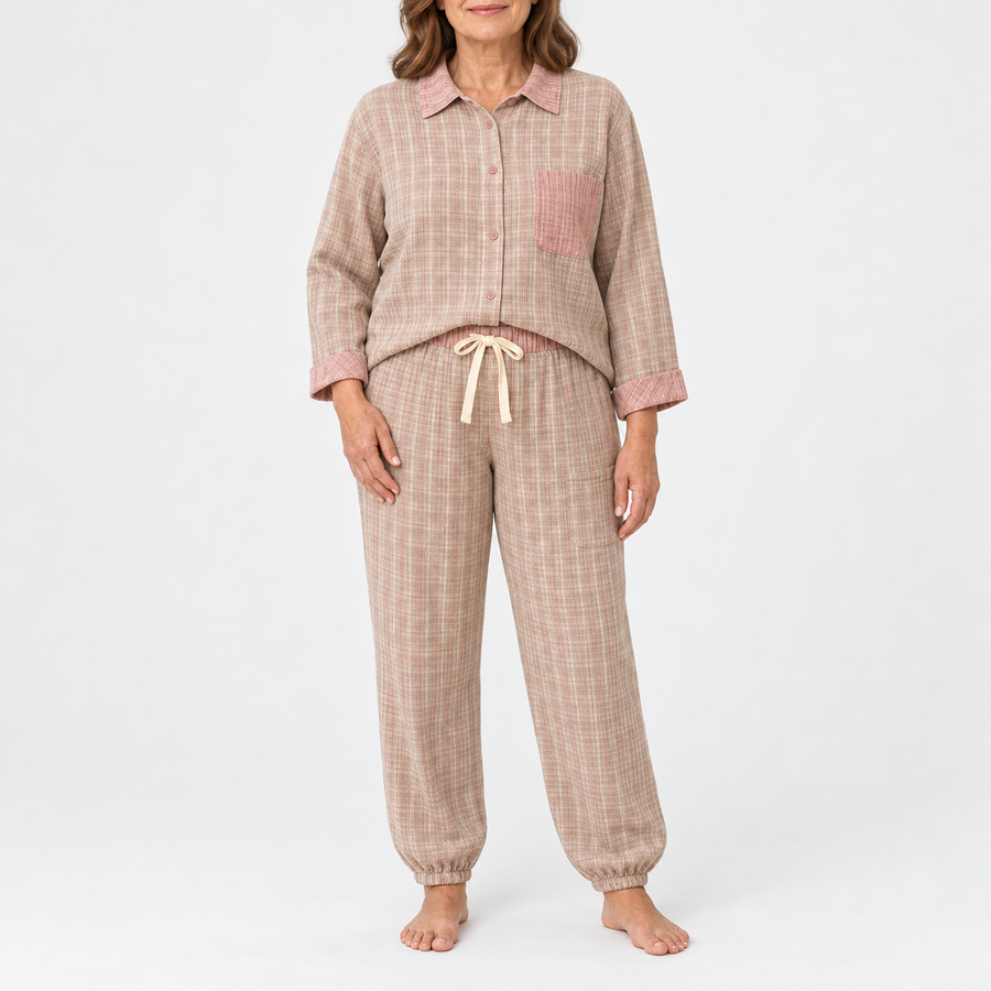 Marguerite | Checked Gauze Pyjama Set