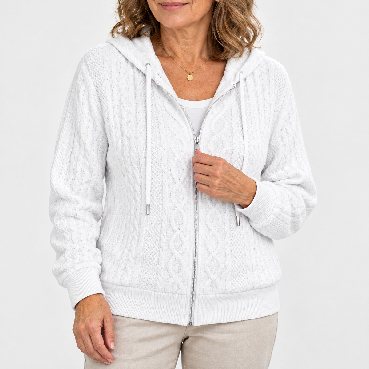 Odette | Hooded Cable-Knit Cardigan