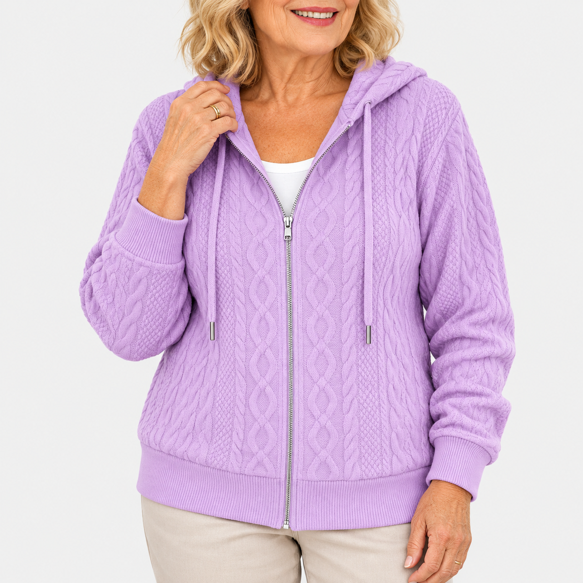 Odette | Hooded Cable-Knit Cardigan