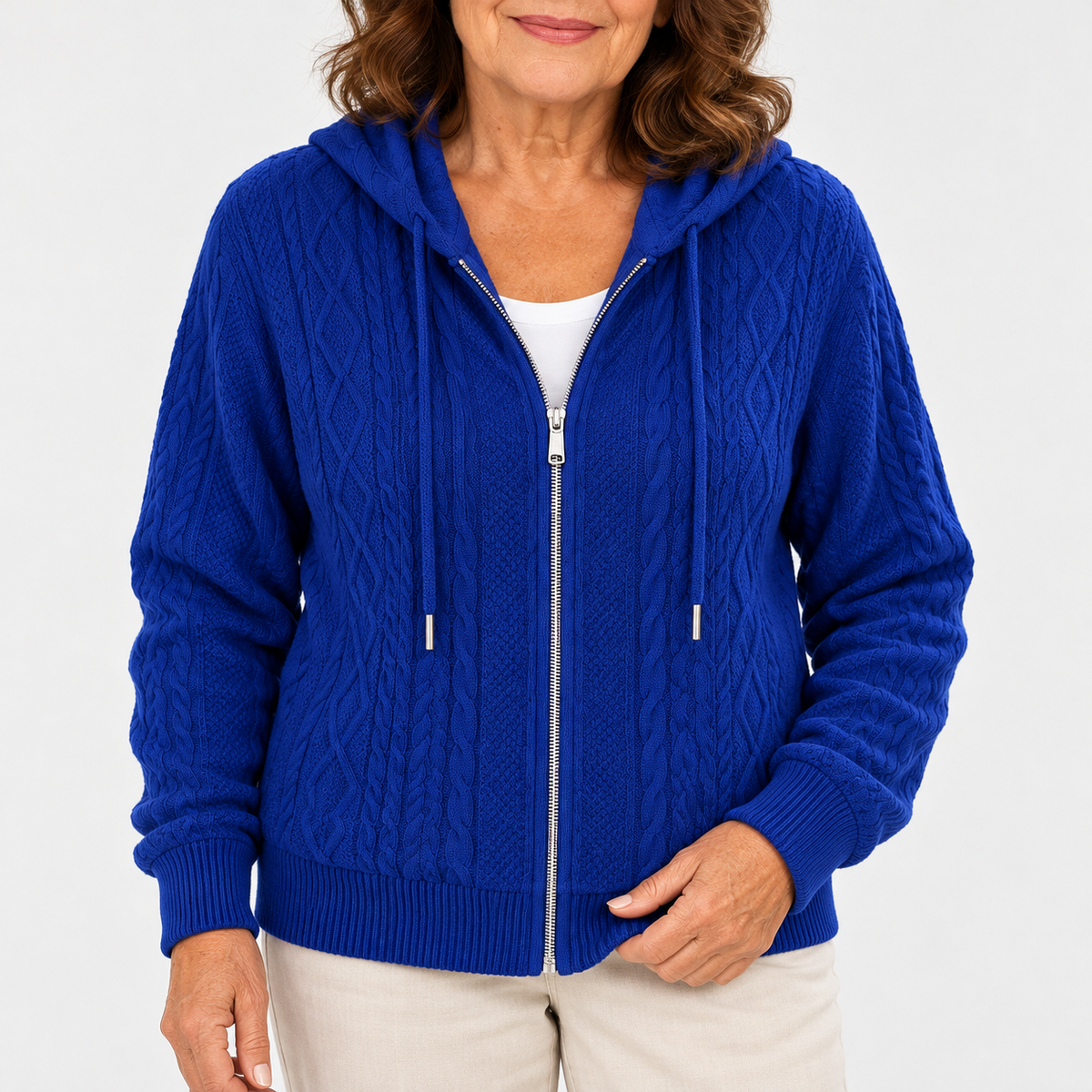 Odette | Hooded Cable-Knit Cardigan