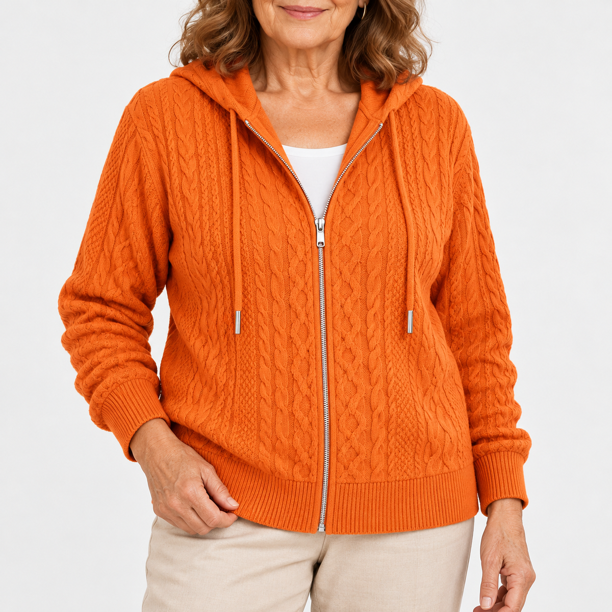 Odette | Hooded Cable-Knit Cardigan