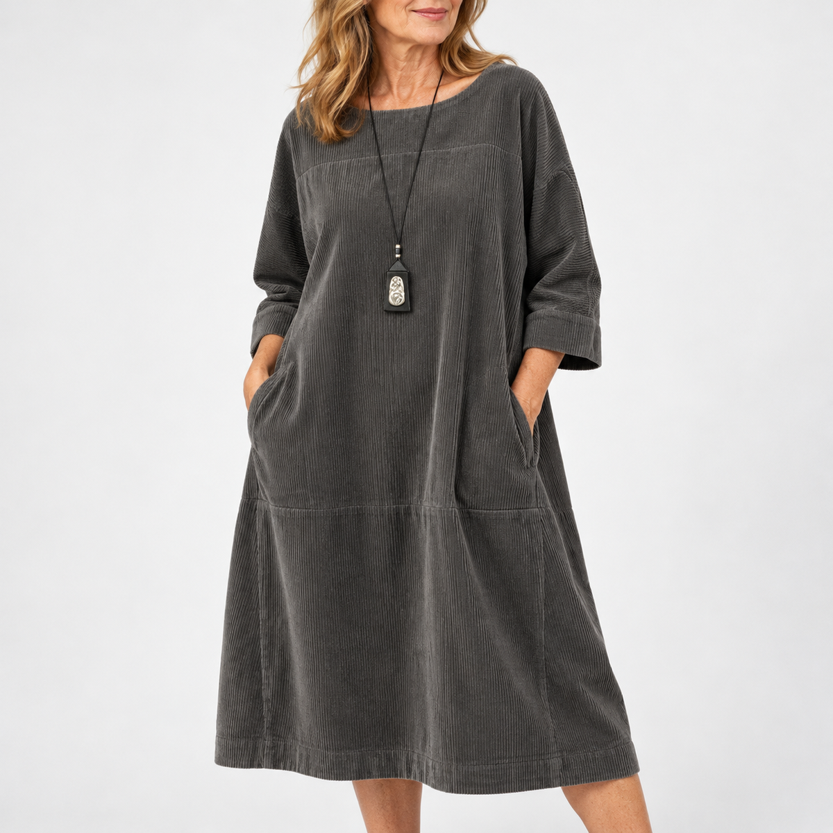 Amy | Relaxed Corduroy Midi Dress