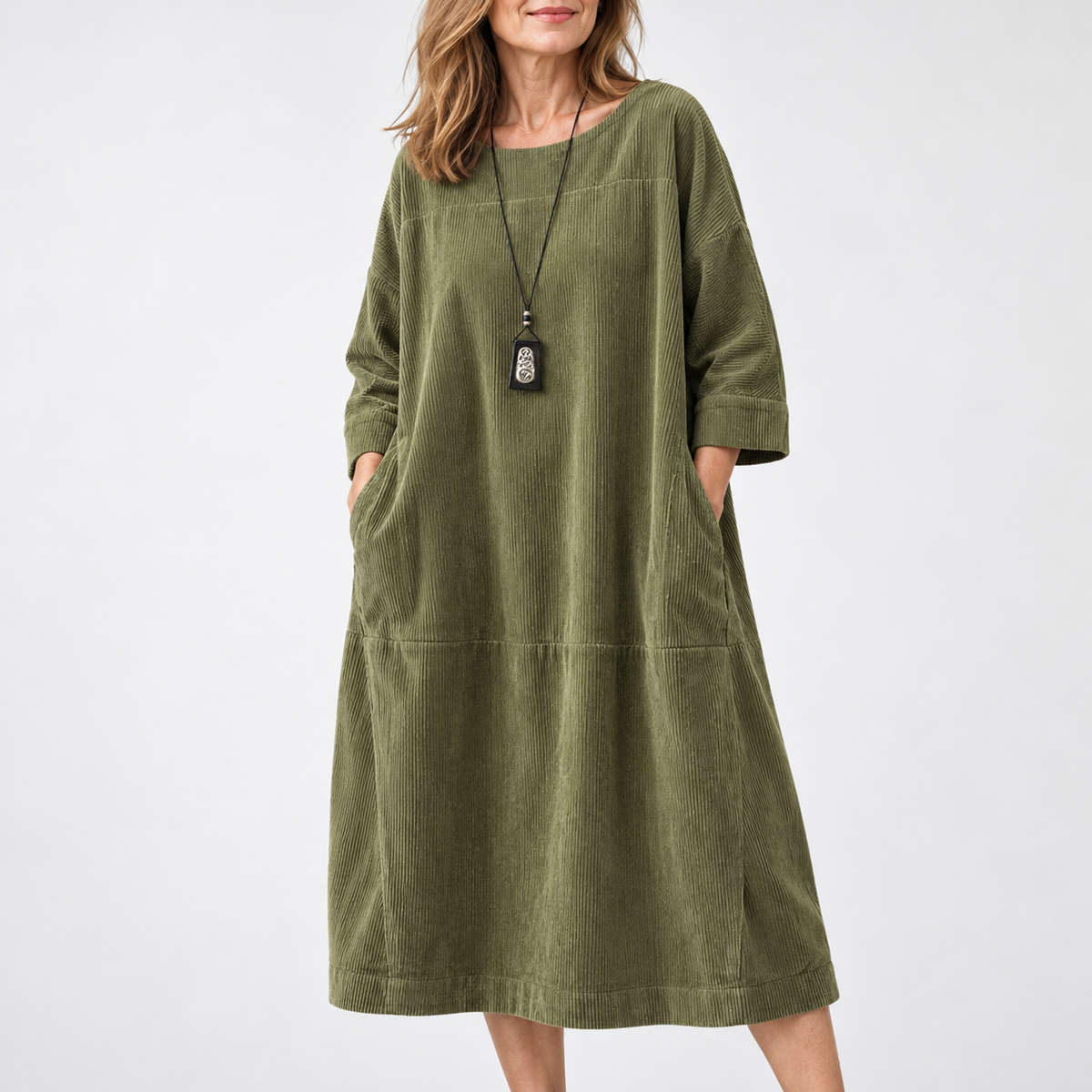 Amy | Relaxed Corduroy Midi Dress