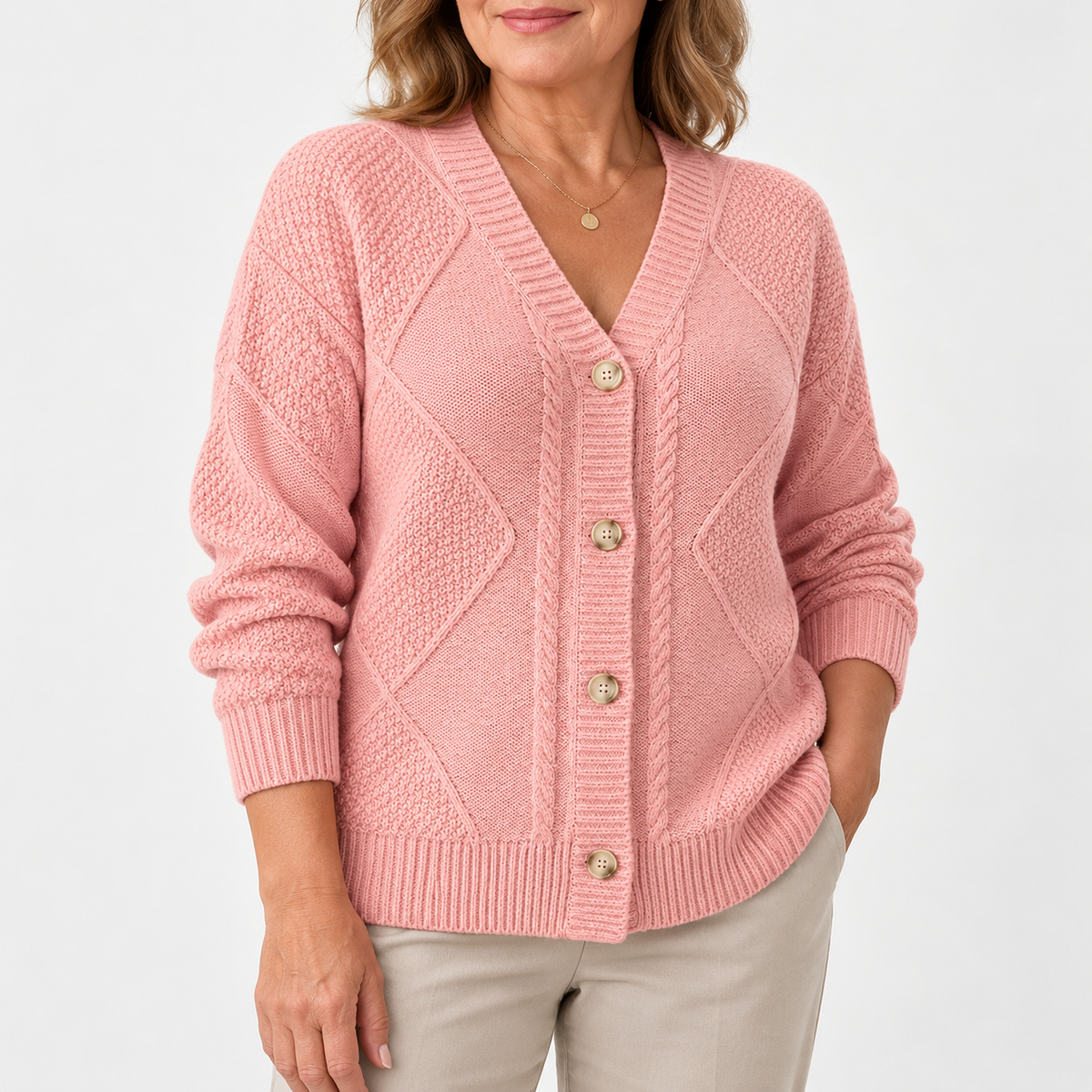 Joyce | Vintage Cable Knit Button Cardigan
