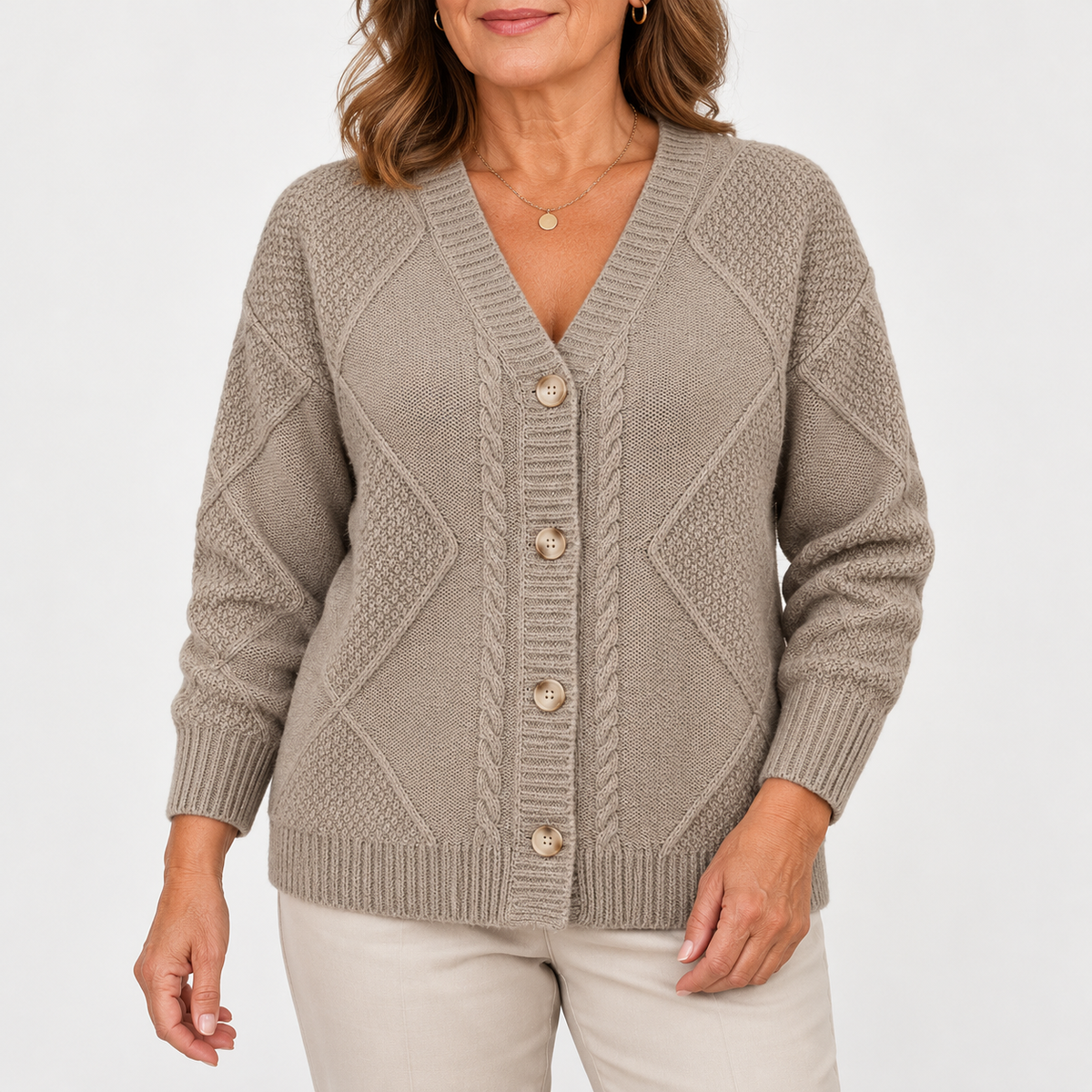 Joyce | Vintage Cable Knit Button Cardigan
