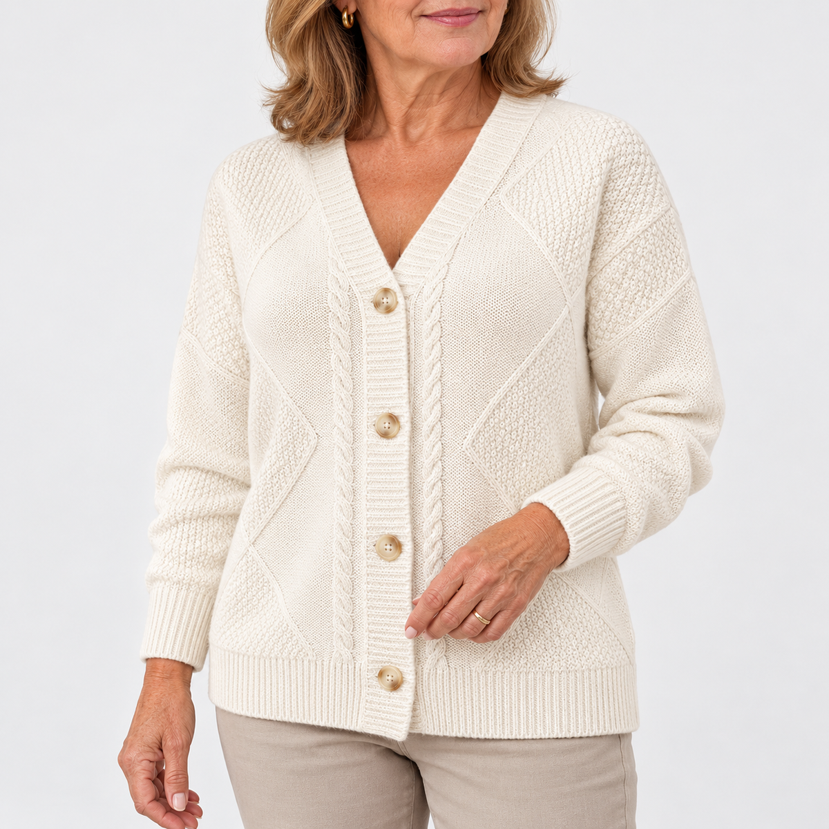 Joyce | Vintage Cable Knit Button Cardigan