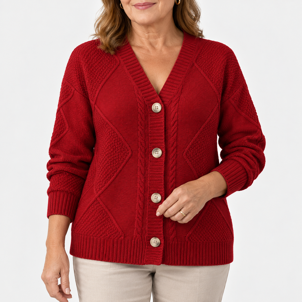 Joyce | Vintage Cable Knit Button Cardigan