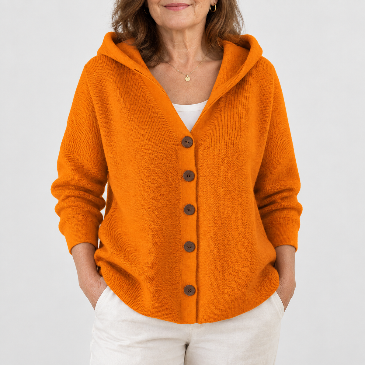 Beth | Women's Hooded Button-Up Knit Cardigan