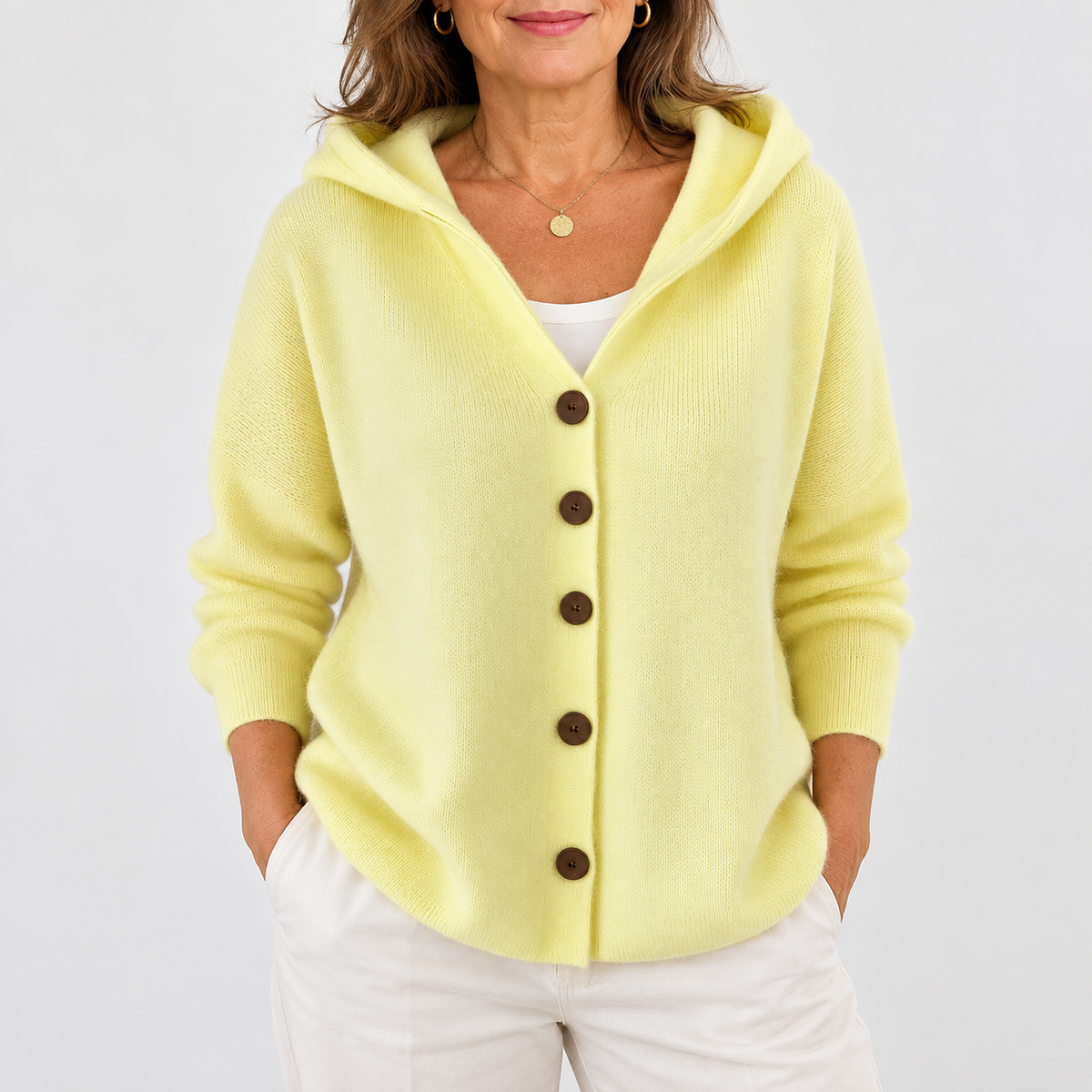 Beth | Women's Hooded Button-Up Knit Cardigan