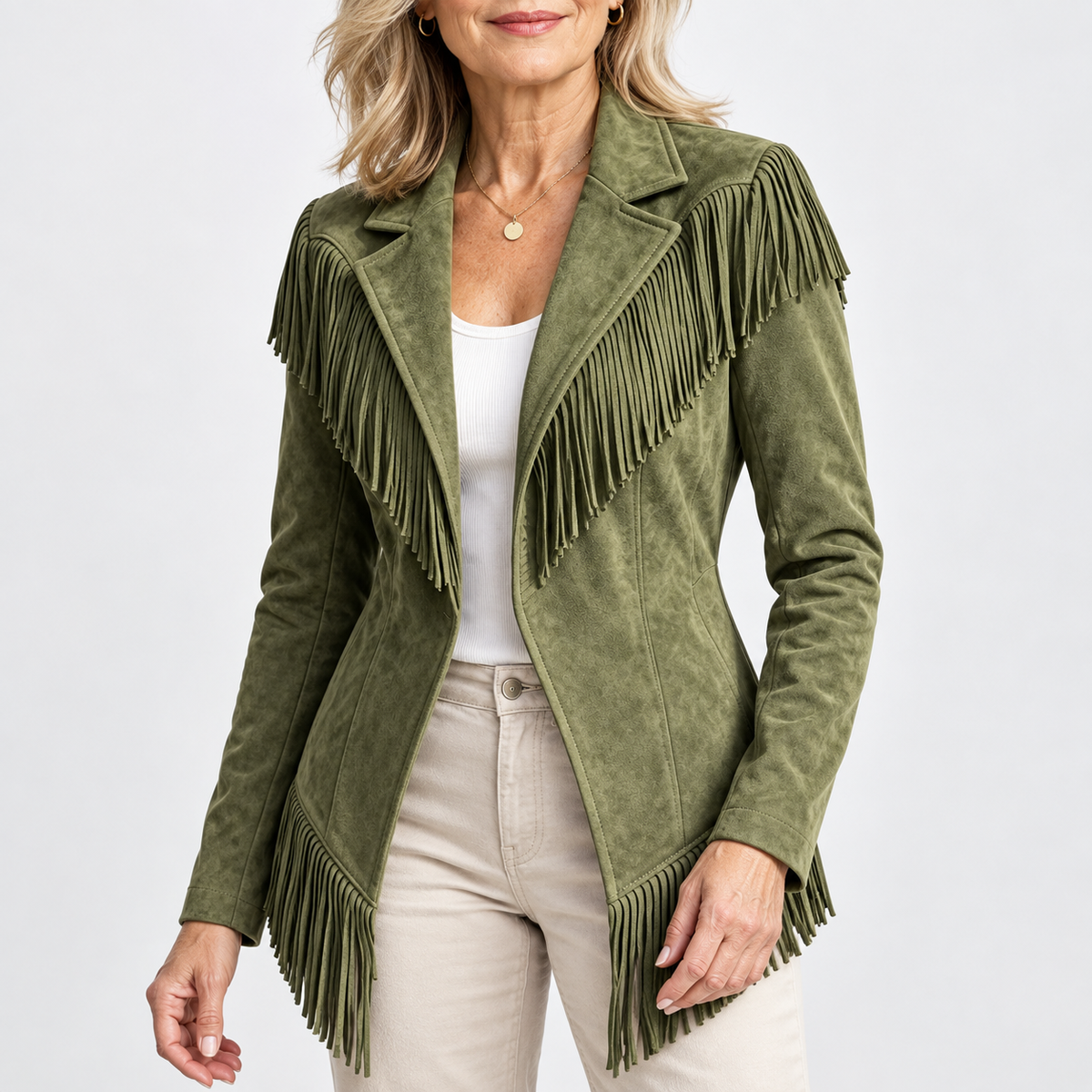 Iris | Womens Faux Suede Fringe Jacket