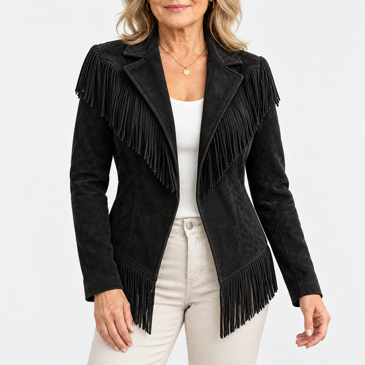 Iris | Womens Faux Suede Fringe Jacket