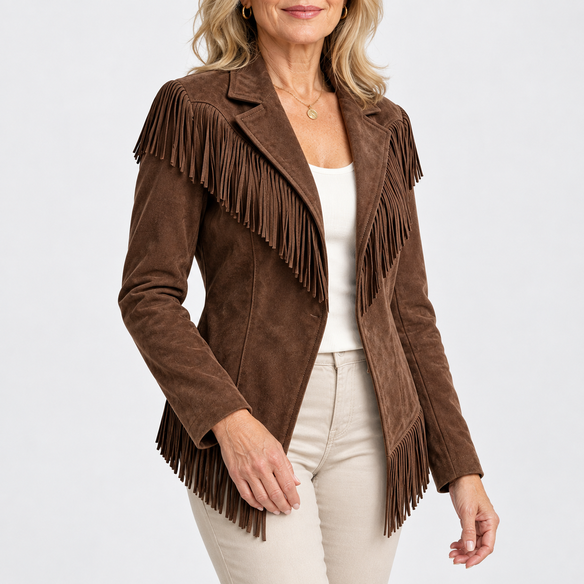 Iris | Womens Faux Suede Fringe Jacket