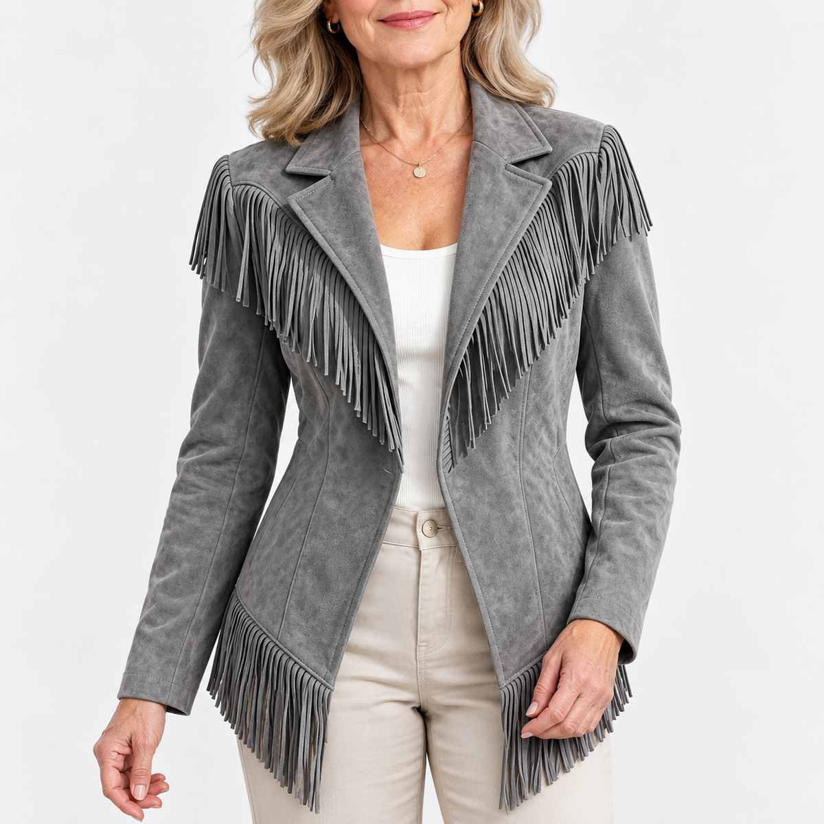 Iris | Womens Faux Suede Fringe Jacket