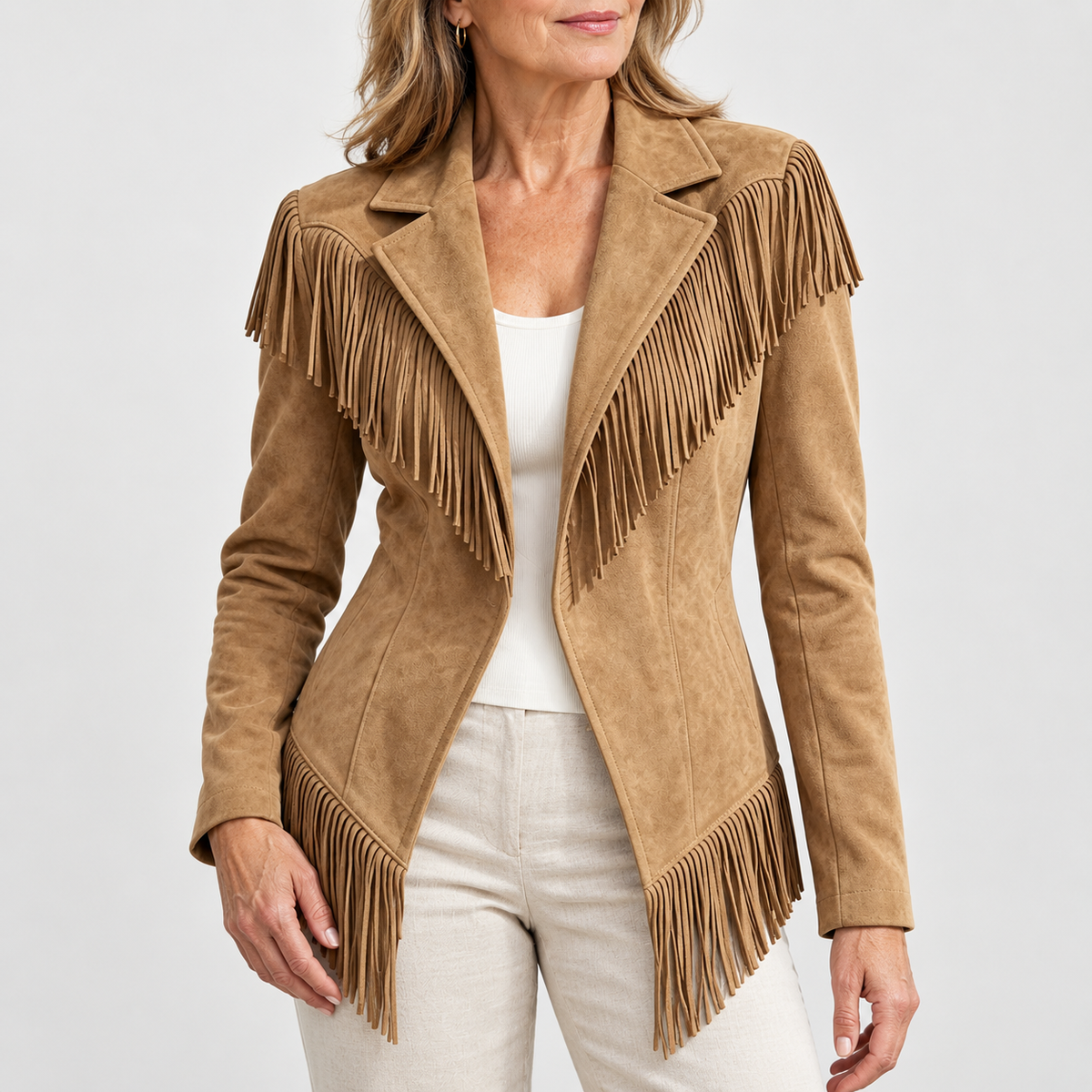 Iris | Womens Faux Suede Fringe Jacket