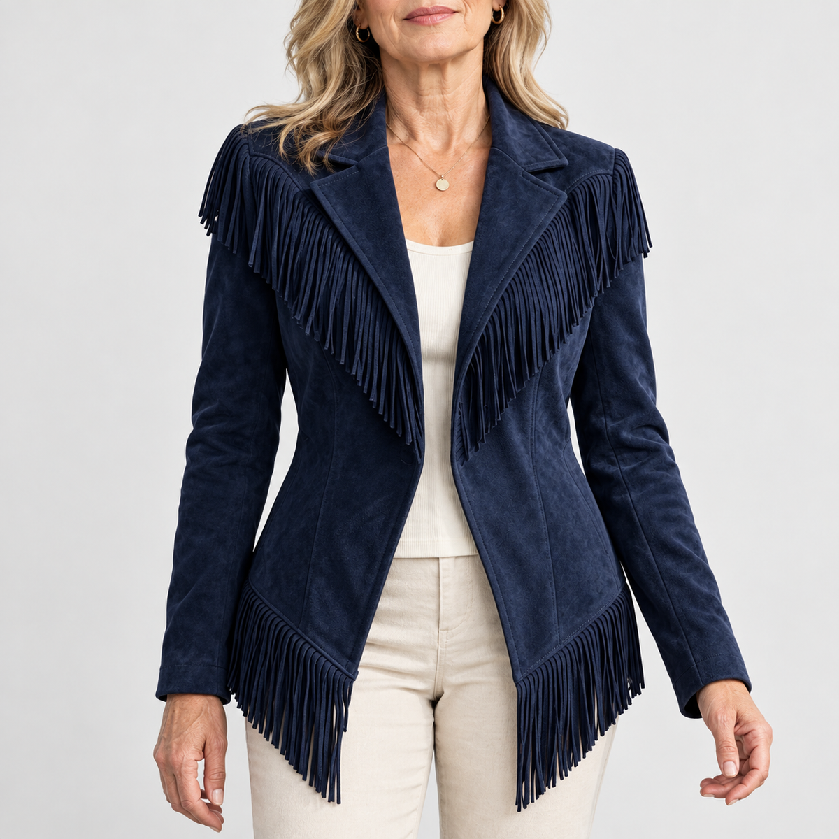 Iris | Womens Faux Suede Fringe Jacket