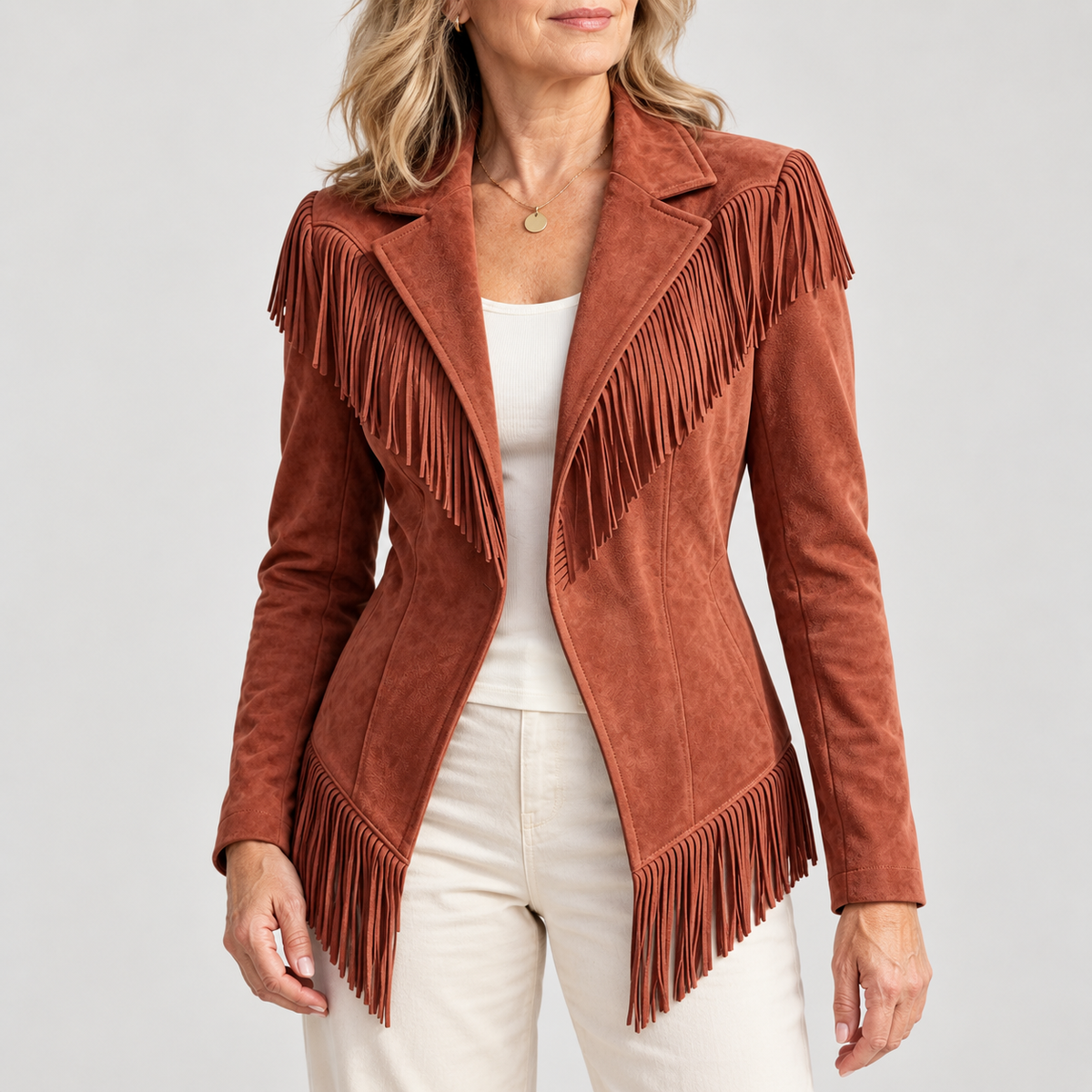 Iris | Womens Faux Suede Fringe Jacket
