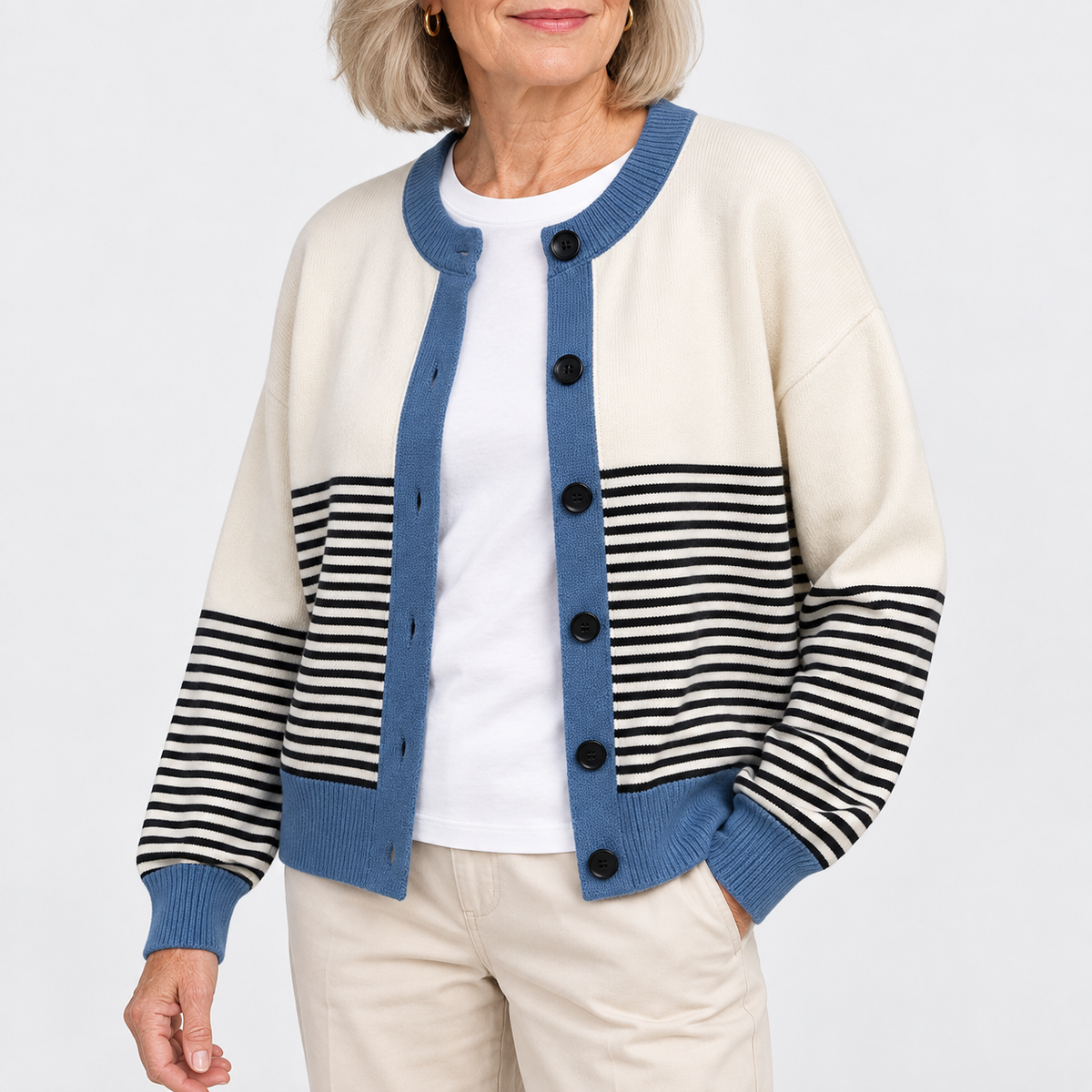 Ashley | Striped Buttoned Cardigan