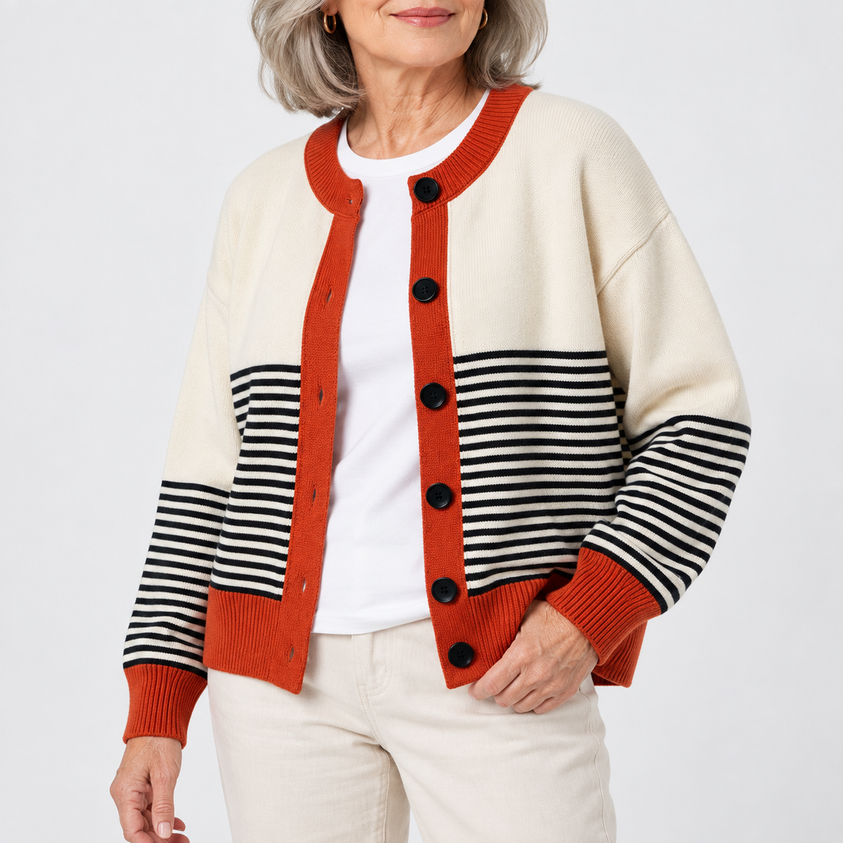 Ashley | Striped Buttoned Cardigan