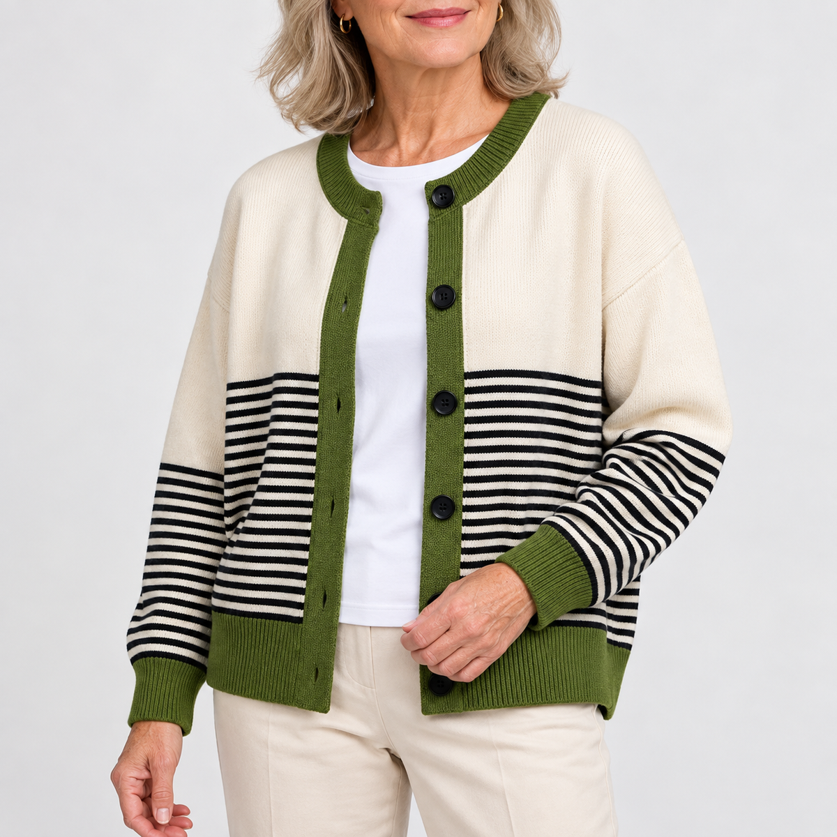 Ashley | Striped Buttoned Cardigan
