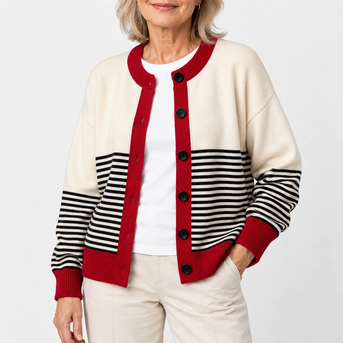 Ashley | Striped Buttoned Cardigan