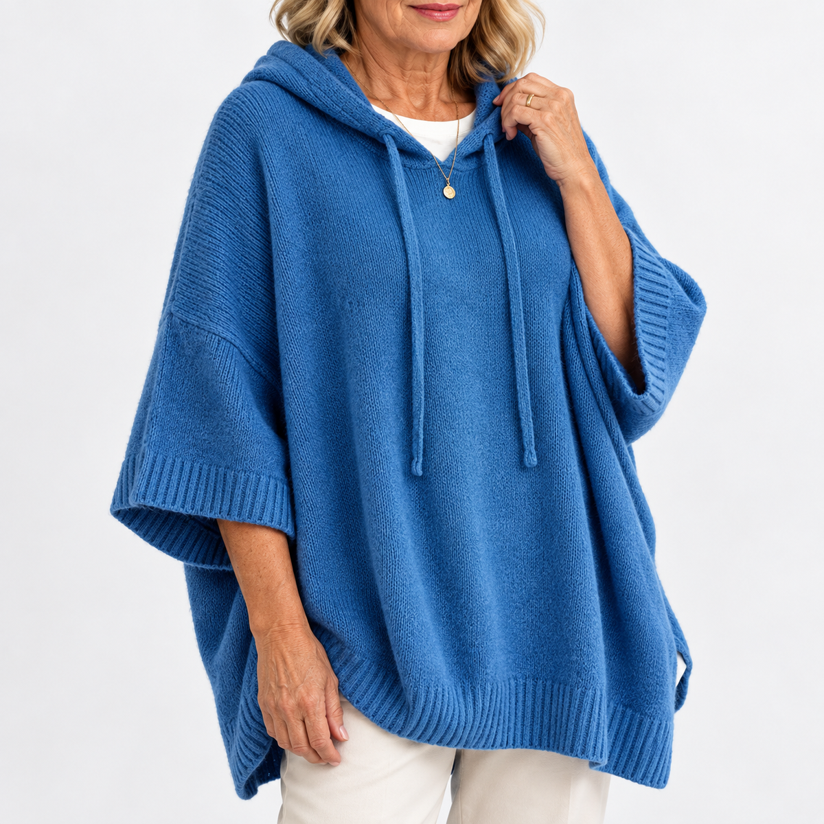 Maria | Oversized Knit Hoodie with Drawstring
