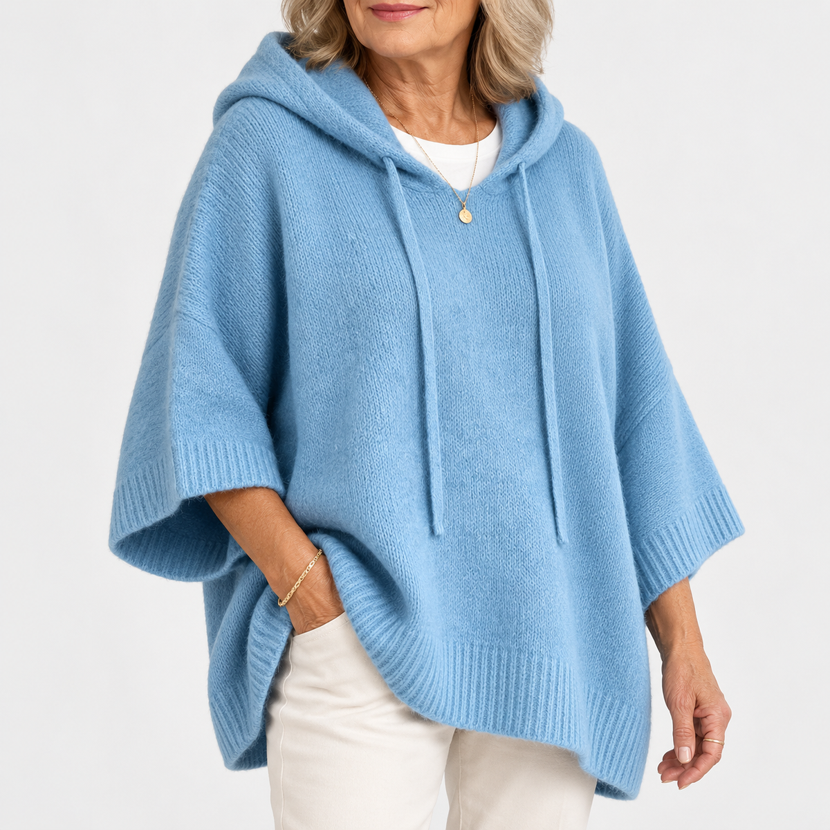 Maria | Oversized Knit Hoodie with Drawstring