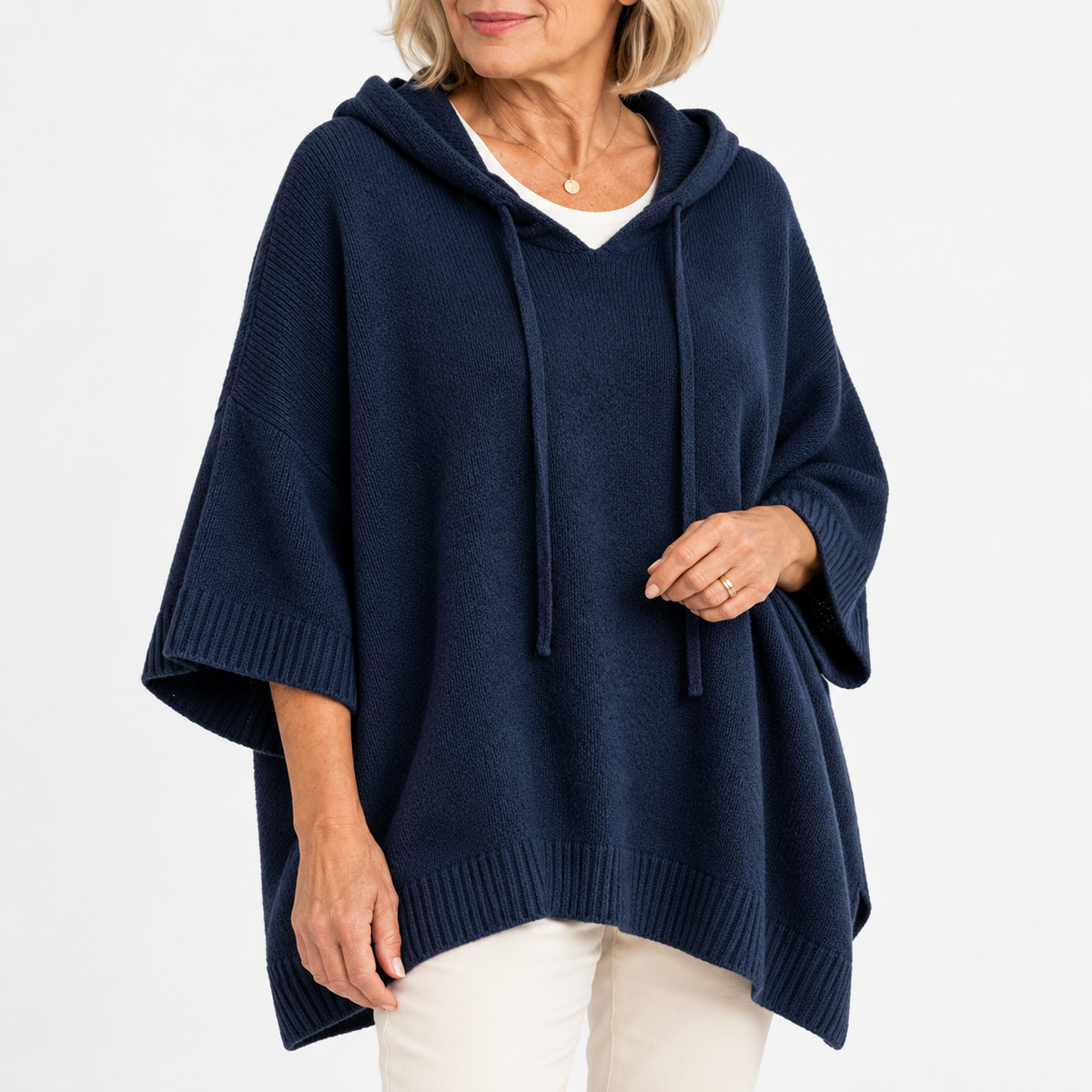 Maria | Oversized Knit Hoodie with Drawstring