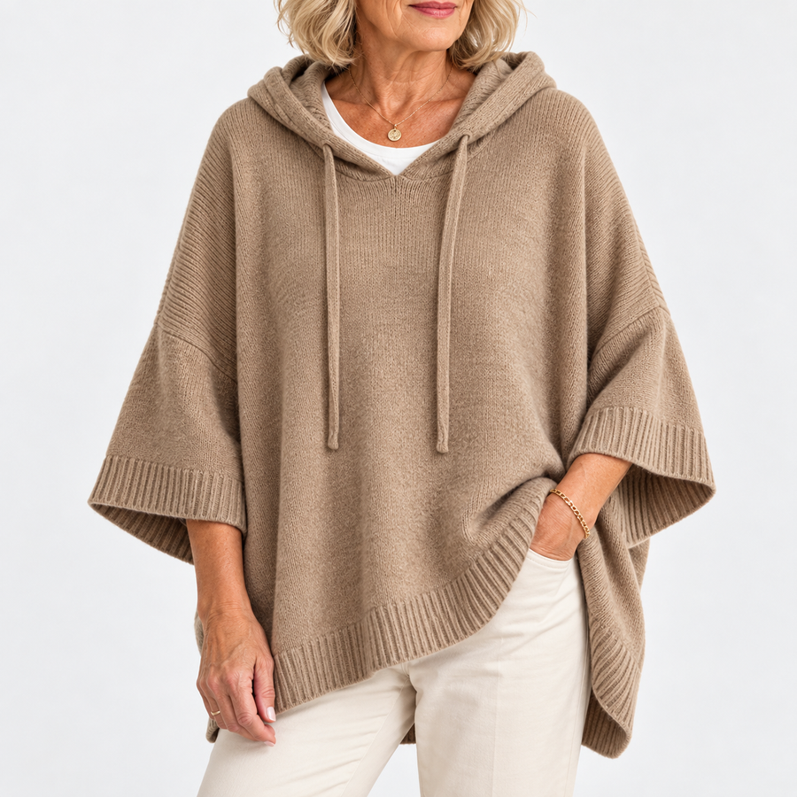 Maria | Oversized Knit Hoodie with Drawstring